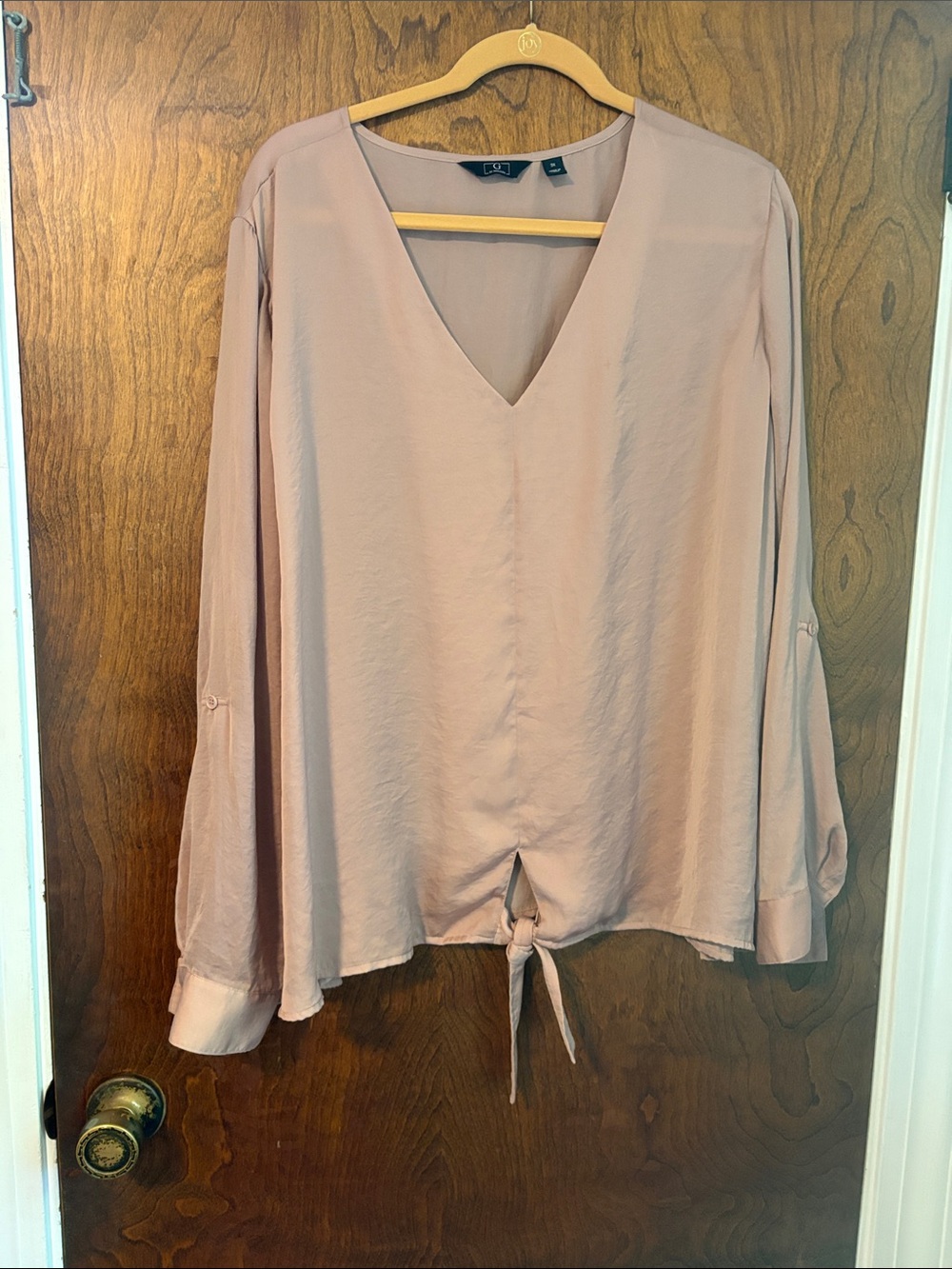 G by Giuliana Dusty Blush V-Neck Tie-Front Blouse